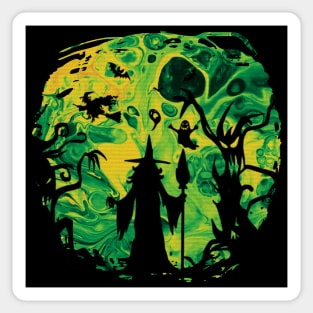 Green Witch in the Haunted Forest Sticker